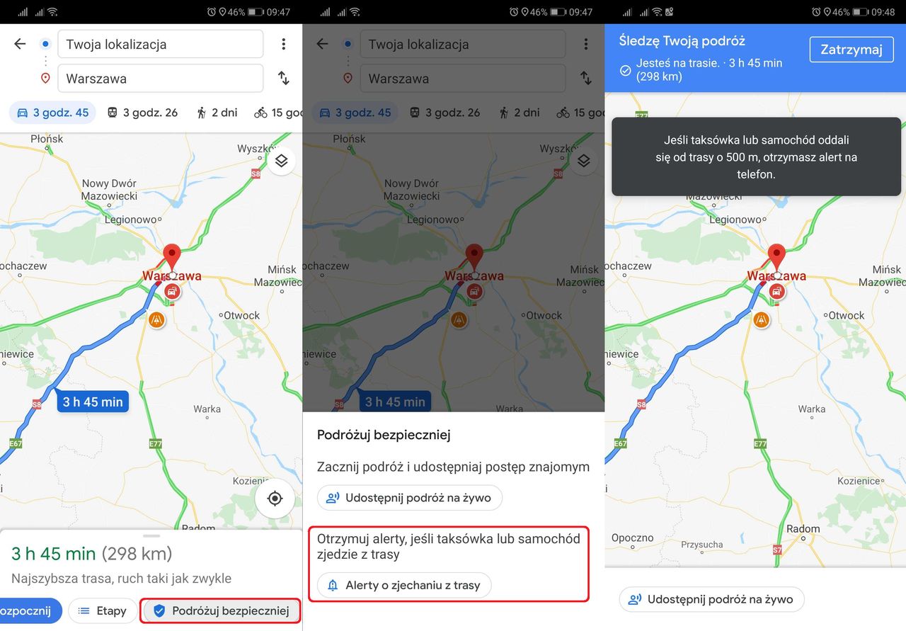 Mapy Google potrafią już ostrzegać o złych zamiarach taksówkarzy.