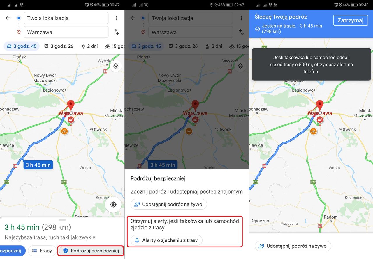Mapy Google potrafią już ostrzegać o złych zamiarach taksówkarzy.