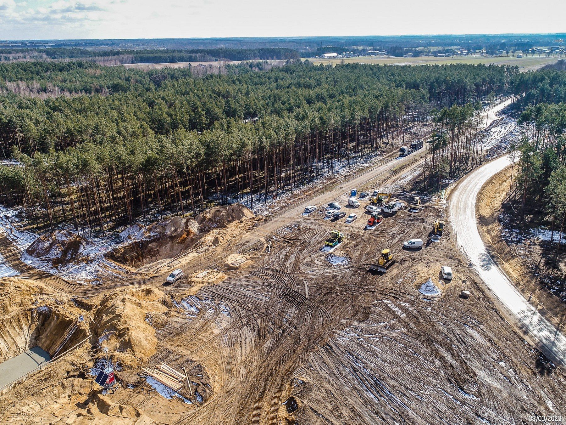 Budowa autostrady A2 odc. Groszki - Gręzów (marzec 2023)