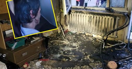 Mieszkanie płonęło. Właściciel był kompletnie pijany. Nagranie
