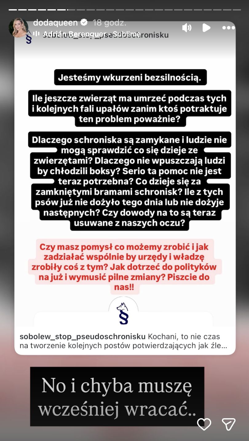Relacja Dody na Instagramie