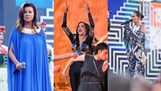 Gwiazdy na koncercie TVP: Wisząca nad sceną Justyna Steczkowska, Edyta Górniak w długiej sukni i kolorowa Natalia Szroeder