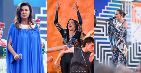 Gwiazdy na koncercie TVP: Wisząca nad sceną Justyna Steczkowska, Edyta Górniak w długiej sukni i kolorowa Natalia Szroeder
