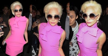 Ładna (!) Lady Gaga w różowej sukience (ZDJĘCIA)