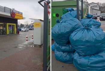 Taki widok przy butelkomacie Biedronki. "Nikt tego nie odbiera"