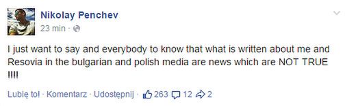 "Chcę tylko powiedzieć, żeby wszyscy wiedzieli, że informacje pisane o mnie i Resovii w bułgarskich i polskich mediach są nieprawdziwe"