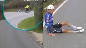 Dramatyczne sceny. Kolarz potrącony przez motocykl