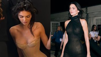 Kendall Jenner wdzięczy się w "NAGIM" gorsecie za kulisami pokazu w Paryżu. Figura jak marzenie? (FOTO)