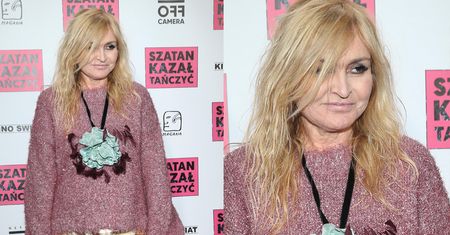 Modna Monika Olejnik z "myjką" na szyi pozuje na ściance (ZDJĘCIA)