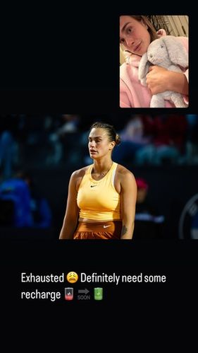 Aryna Sabalenka sygnalizuje, że musi naładować akumulatory (Instagram)