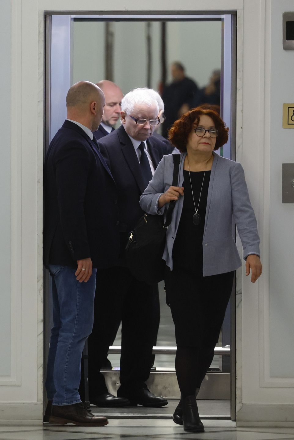 Elżbieta Kruk u boku Jarosława Kaczyńskiego