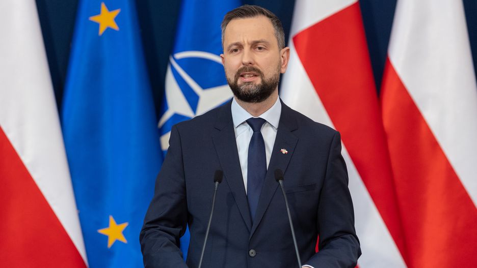 Wladyslaw Kosiniak-Kamysz, the Polish Minister of Defence, is speaking during a press conference in Warsaw, Poland, on February 1, 2024. (Photo by Foto Olimpik/NurPhoto via Getty Images)