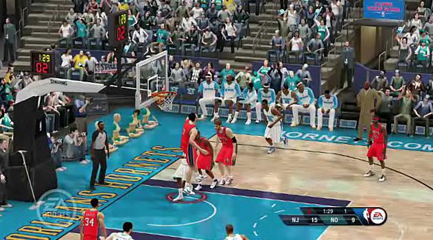 Kozłowanie między nogami w NBA Live 10 wygląda tak: