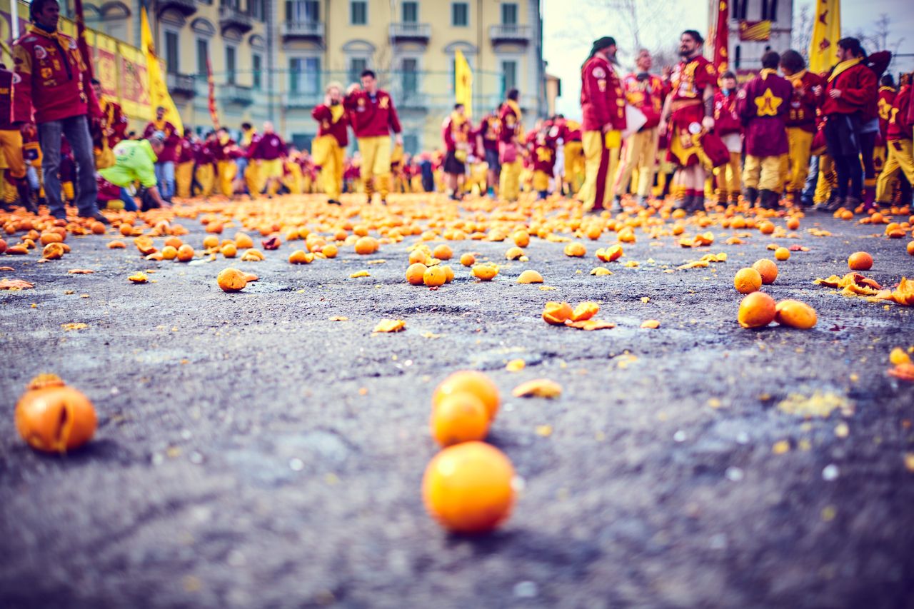 The Battle of Oranges is a hit in Italy.