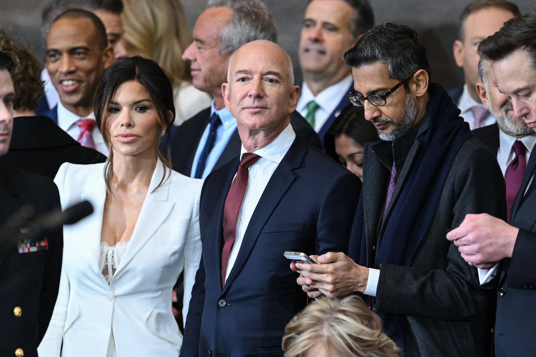 Lauren Sanchez i Jeff Bezos na inauguracji Trumpa