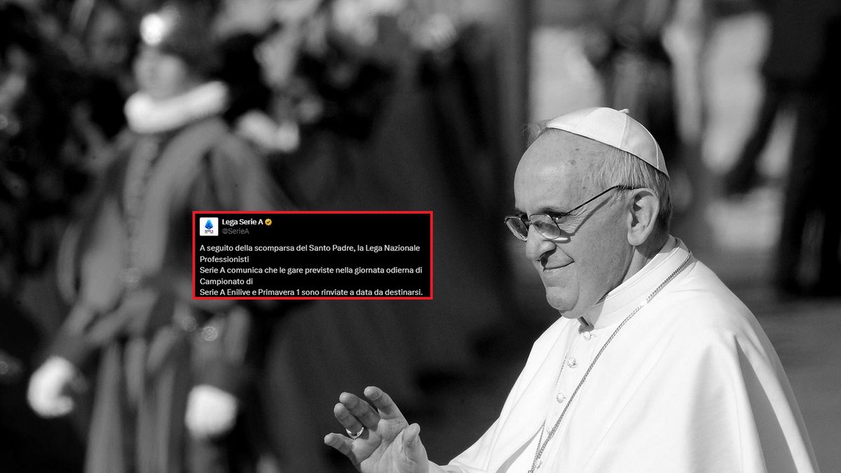 PAP/EPA / ETTORE FERRARI / Na zdjęciu: Papież Franciszek, w ramce komunikat Serie A.