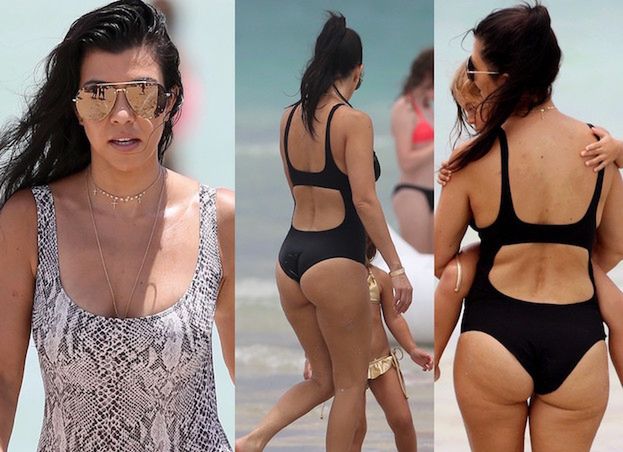 Kourtney Kardashian pokazała pośladki na plaży (ZDJĘCIA)