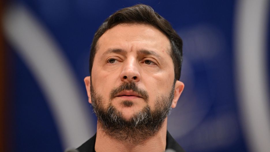STRASBOURG, FRANCE - JUNE 25: Ukrainian President Volodymyr Zelenskyy delivers a speech during his first official visit to the Council of Europe in Strasbourg, France on June 25, 2025. (Photo by Mustafa Yalcin/Anadolu via Getty Images)