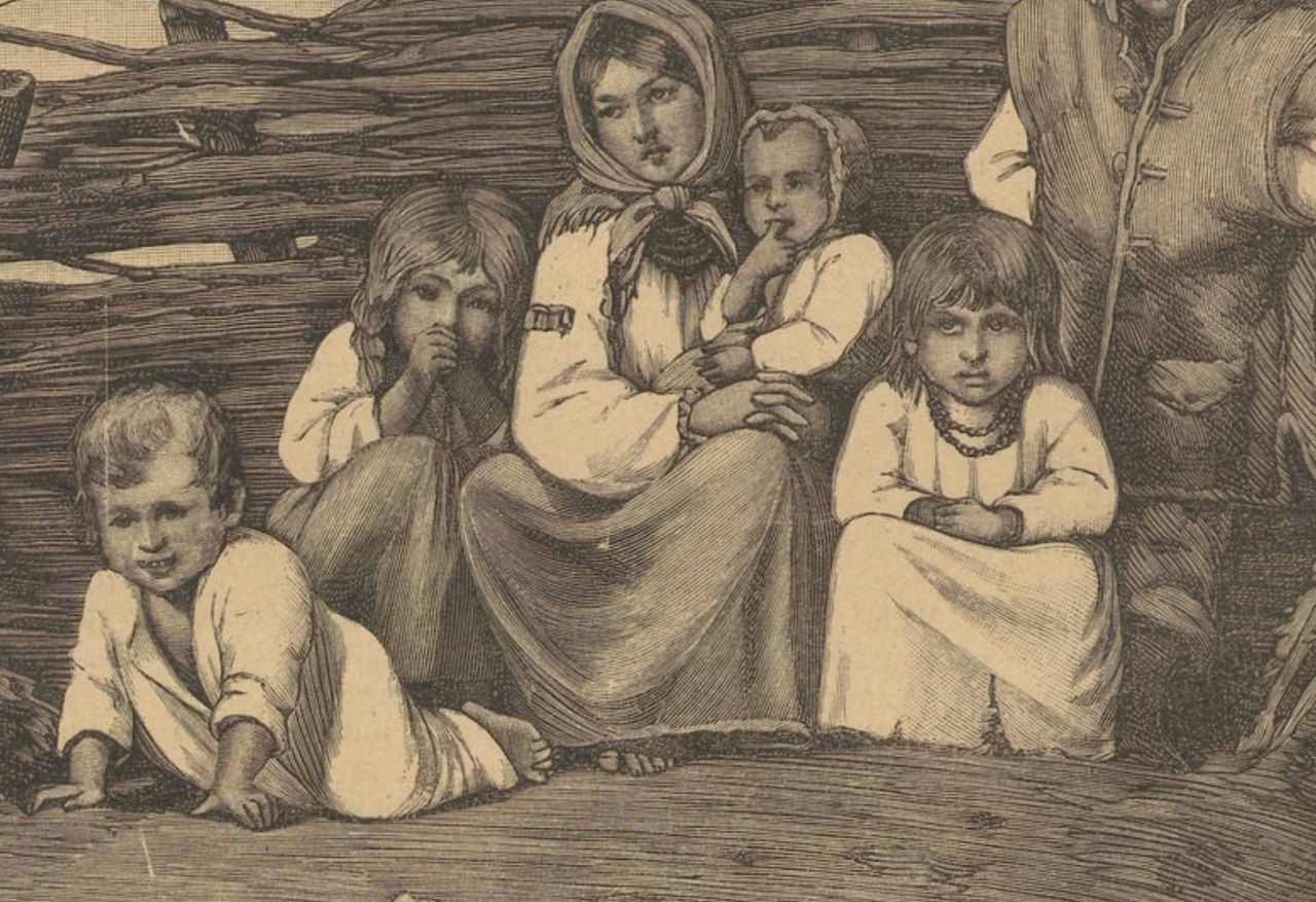 Chłopskie dzieci na rysunku W. Grabowskiego 