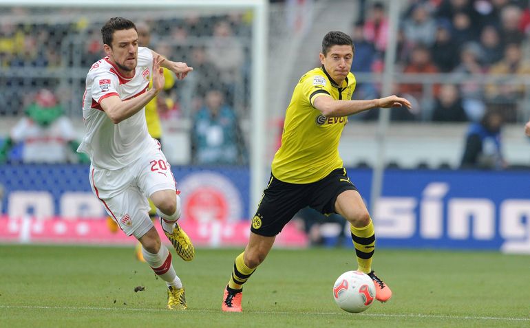 Robert Lewandowski w meczu Borussii Dortmund z VfB Stuttgart