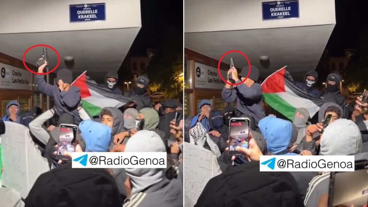 Zwolennik Hamasu wymachuje bronią na osiedlu w Brukseli