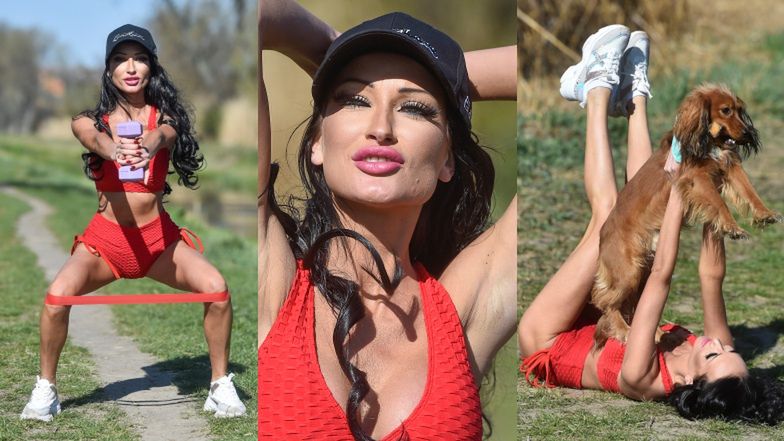 Małgorzata Godlewska ćwiczy na łonie natury