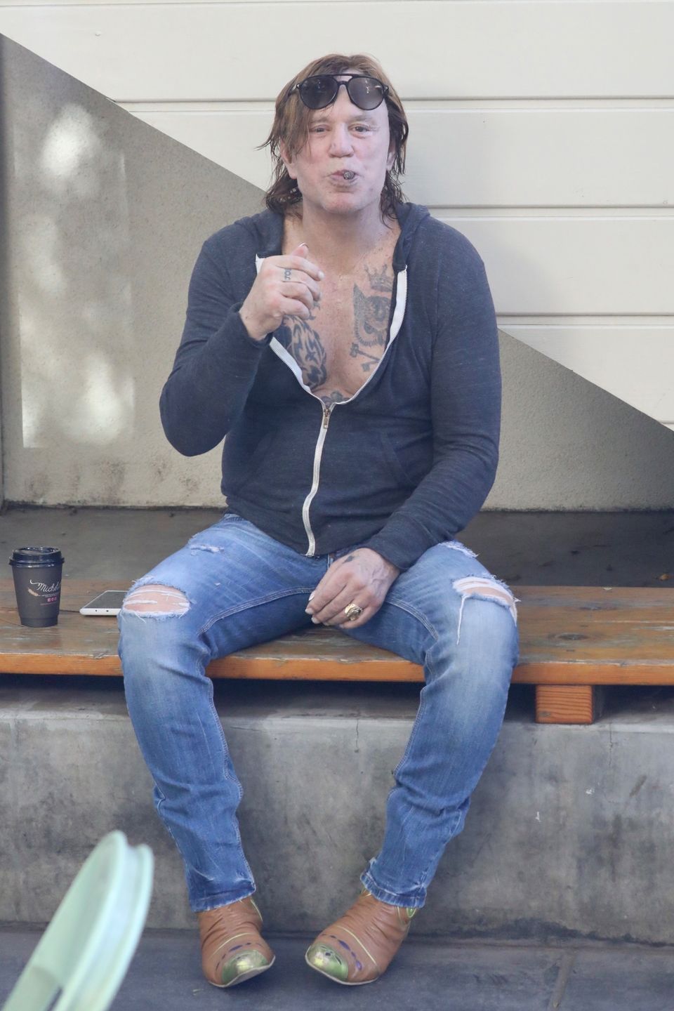 Mickey Rourke na zakupach w sklepie ze zdrową żywnością