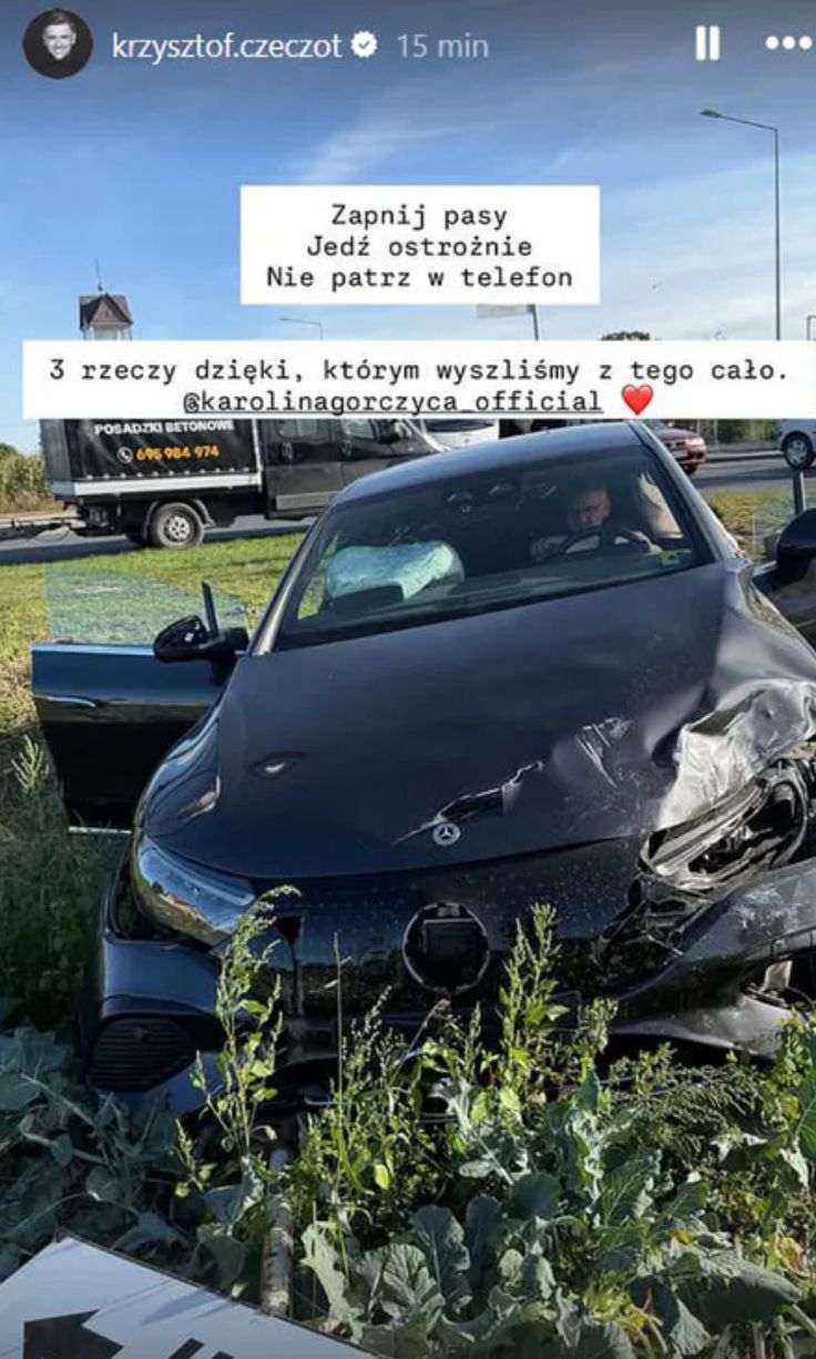 Auto Krzysztofa Czeczota po wypadku