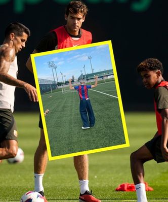 Nietypowy gość na treningu FC Barcelony. Zapozował z Lewandowskim