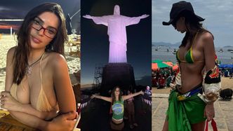 Emily Ratajkowski wygina się pod pomnikiem Chrystusa Zbawiciela w Rio de Janeiro i pozuje w mikroskopijnym bikini