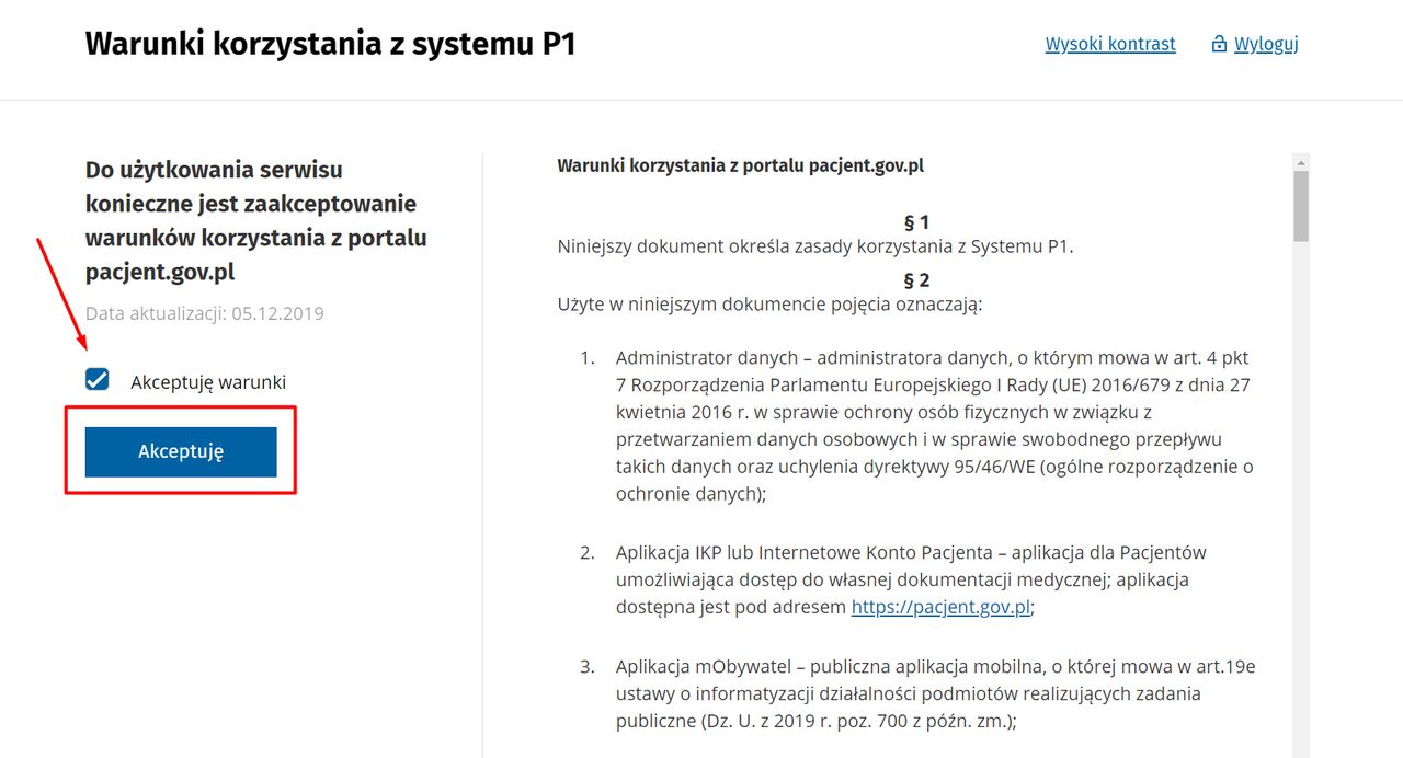 Krok 3: zatwierdź regulamin.