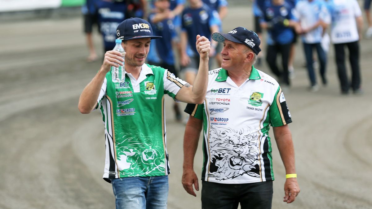WP SportoweFakty / Łukasz Trzeszczkowski / Leon Madsen, trener Marek Cieślak.