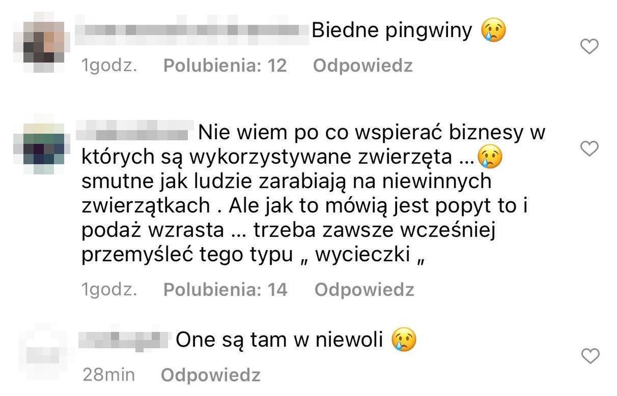 Komentarze pod postem Marceli Leszczak na Instagramie 