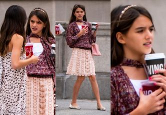 13-letnia Suri Cruise w eleganckim wydaniu raczy się sokiem w towarzystwie znajomej (ZDJĘCIA)