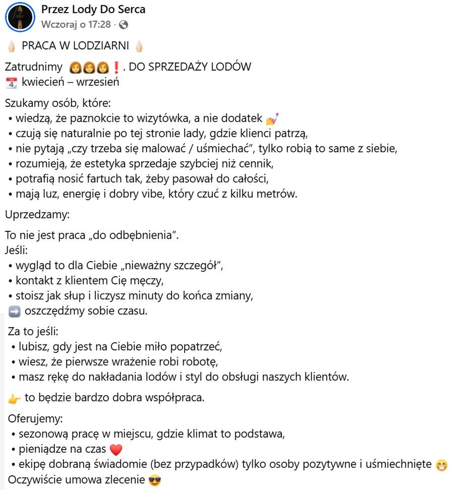 Ogłoszenie o pracę