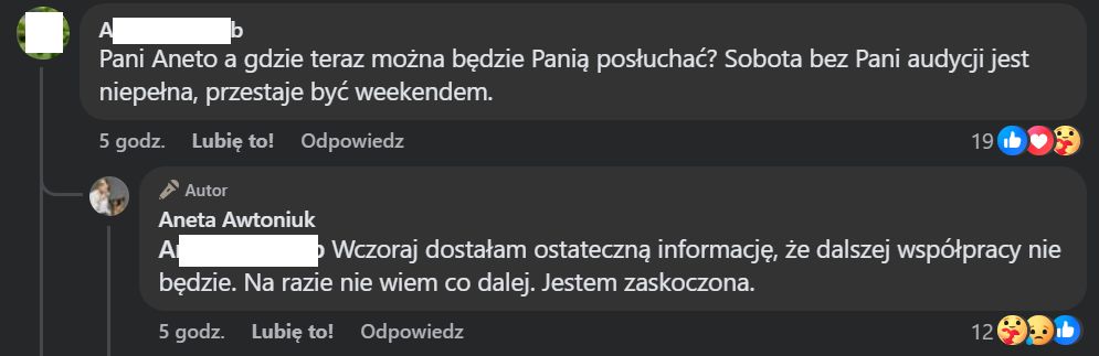 Wpis Anety Awtoniuk na Facebooku