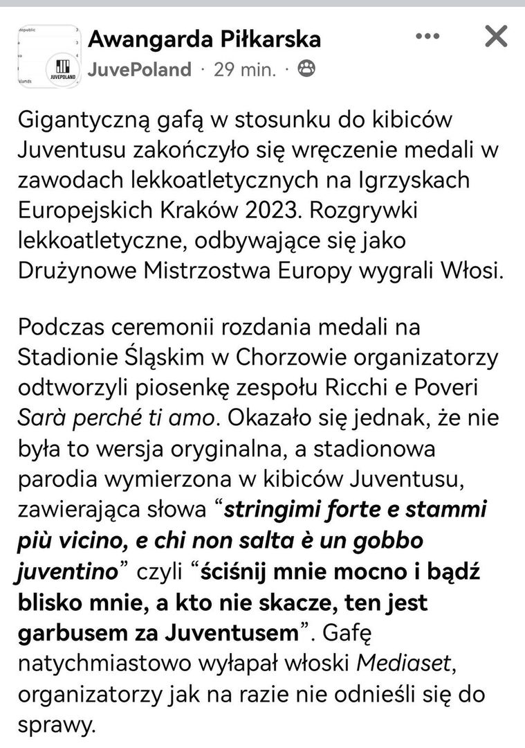 Ogromna wpadka organizatorów Drużynowych Mistrzostw Europy w lekkiej atletyce