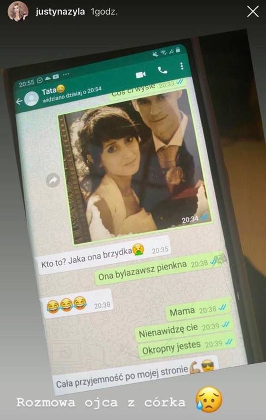 Justyna Żyła - screen rozmowy Piotra Żyły z córką