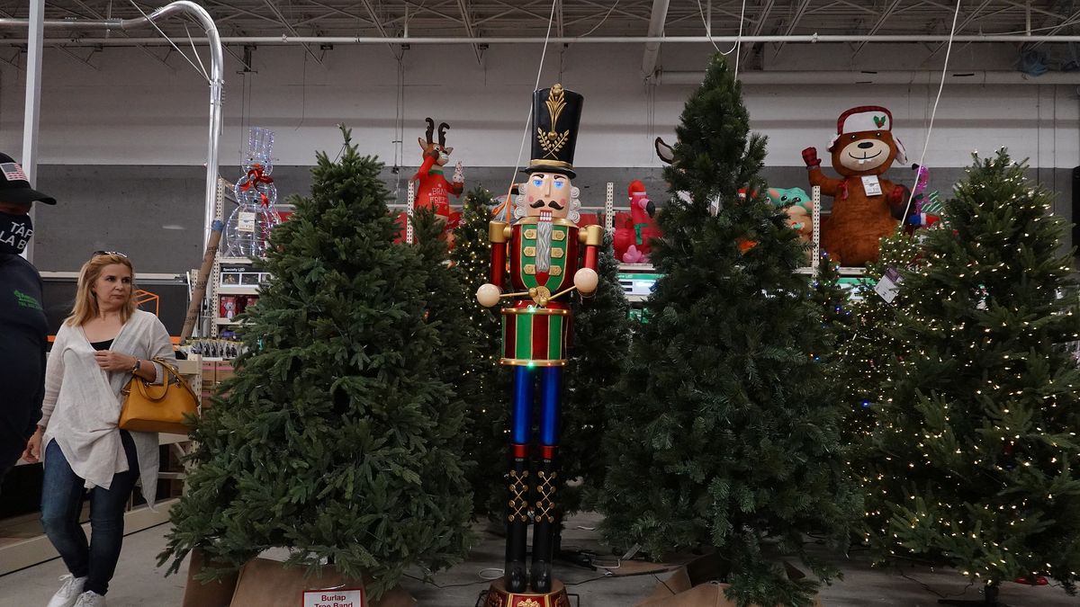 Real Christmas Trees And Artificial Trees In Shorter Supply This Year
MIAMI, FLORIDA - NOVEMBER 30: Shoppers walk past artificial Christmas trees on display at a Home Depot on November 30, 2021 in Miami, Florida. Reports indicate there is a shortage of live and artificial Christmas trees this year due to supply chain problems and other factors. (Photo by Joe Raedle/Getty Images)
Joe Raedle