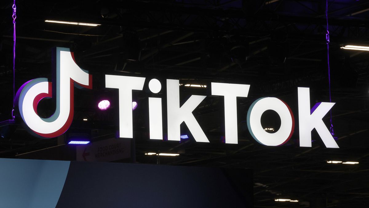 PARIS, FRANCE - NOVEMBER 03: The logo of the mobile video sharing and social networking application TikTok, developed by the Chinese company ByteDance is displayed during Paris Games Week 2022 at Parc des Expositions Porte de Versailles on November 03, 2022 in Paris, France. After two years of absence linked to the Covid-19 pandemic, Paris Games Week is making a comeback in Paris. The event celebrating video games and esports will be held from November 2 to 6, 2022. (Photo by Chesnot/Getty Images)