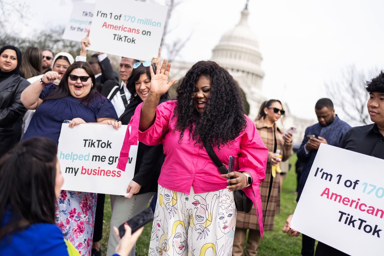 UNITED STATES - MARCH 13: Summer Lucille, a TikTok content creator, is seen outside the U.S. Capitol before the House passed the Protecting Americans from Foreign Adversary Controlled Applications Act, that could ban TikTok in the U.S., on Wednesday, March 13, 2024. (Tom Williams/CQ-Roll Call, Inc via Getty Images)