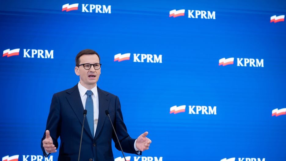 Prime Minister of Poland Mateusz Morawiecki in Warsaw, Poland on 23 March 2022 (Photo by Mateusz Wlodarczyk/NurPhoto via Getty Images)