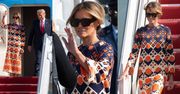 Melania Trump w tunice Gucci i balerinach po raz ostatni wysiada z pokładu Air Force One (ZDJĘCIA)