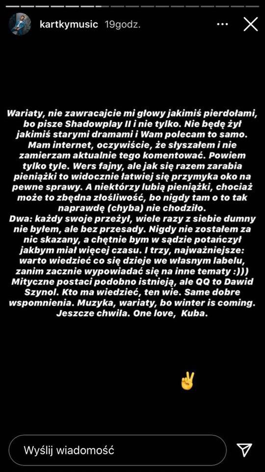 Quebonafide rozprawia się z Kartky'm w utworze "Matcha Latte"