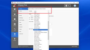 CCleaner: menu SETTINGS, zmiana języka