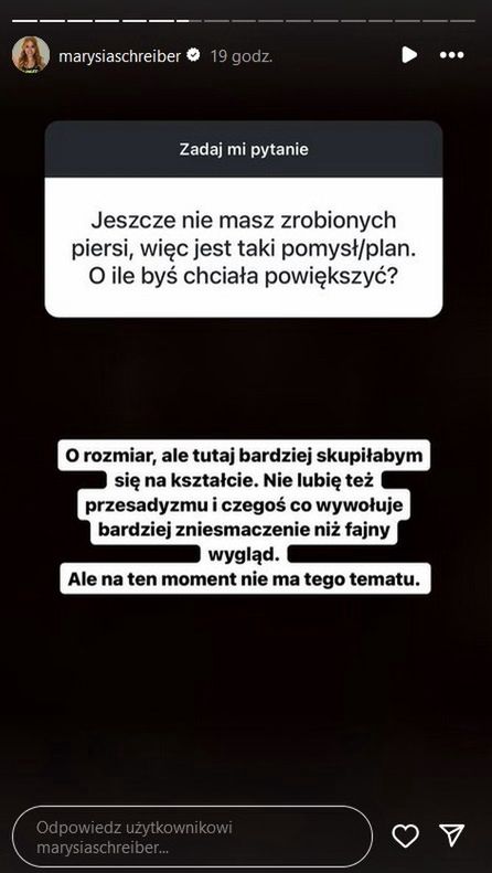 Marianna Schreiber rozważa powiększenie biustu