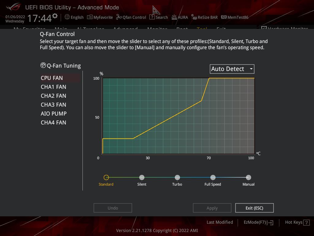 ASUS UEFI - kontrola prędkości obrotowej wentylatorów