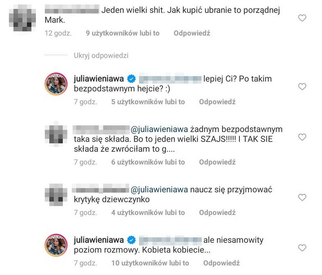 Internautki krytykują kolekcję Julii Wieniawy. Celebrytka zabrała głos