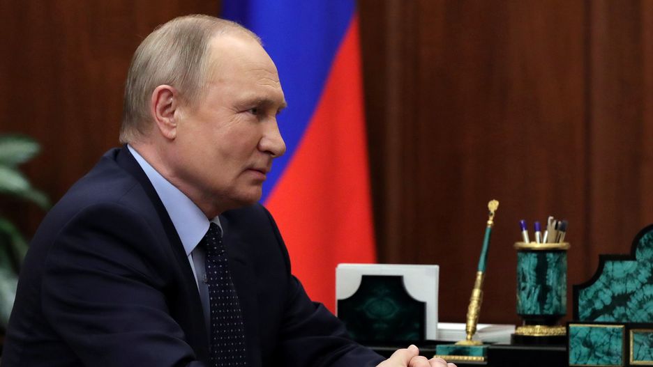 Russian President Vladimir Putin attends a meeting with Tver Region Governor Igor Rudenya, in Moscow, Russia May 6, 2022.Mikhail Klimentyev/Kremlin ATTENTION EDITORS - THIS IMAGE WAS PROVIDED BY A THIRD PARTY. THIS PICTURE WAS PROCESSED BY TO ENHANCE QUALITY. AN UNPROCESSED VERSION HAS BEEN PROVIDED SEPARATELY