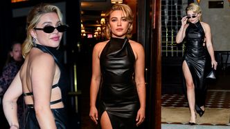 Florence Pugh podbija Nowy Jork w skórzanej kreacji z odkrytymi plecami i wycięciem na nogę